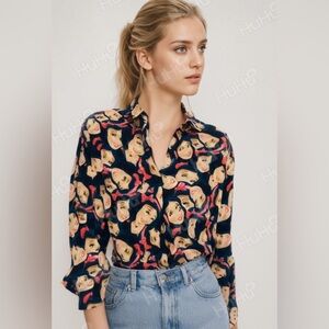 Snow White long sleeve button-down blouse